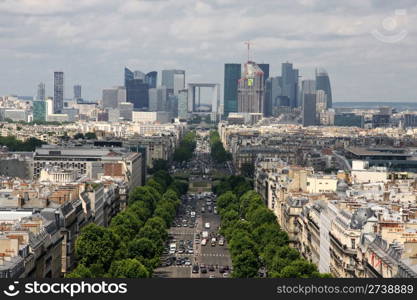 Aerial view of Paris Champs Elysees