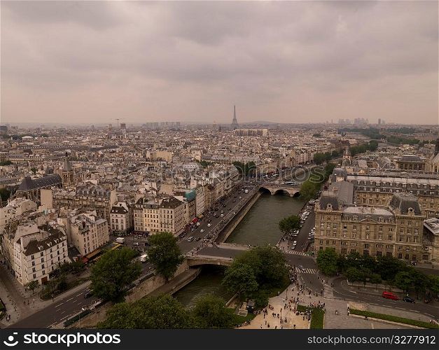 Aerial view of Paris France