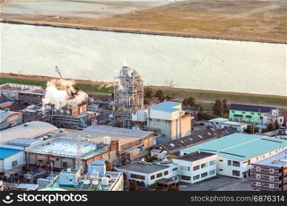 aerial view of petrol industrial zone