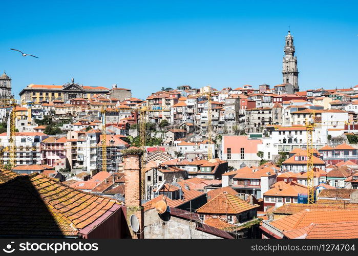 Aerial view of Porto in Portugal in a beautiful summer day