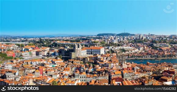 Aerial view of Porto in Portugal in a beautiful summer day