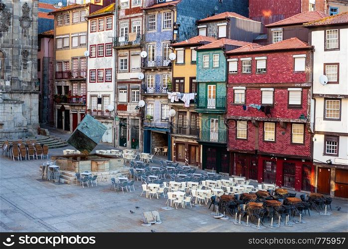 Aerial view of Porto street in Portugal in a beautiful summer day