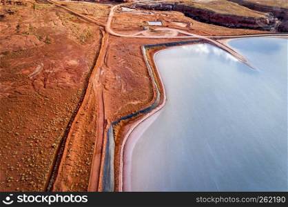 Aerial view of potash evaporation ponds in the Moab area in western Utah.