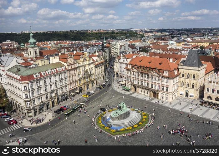 aerial view of prague from top of city hall