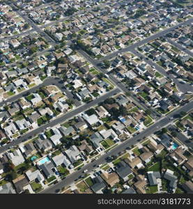 Aerial view of residential urban sprawl in southern California.