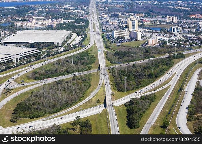 Aerial view of roads, Interstate 4, Orlando, Florida, USA