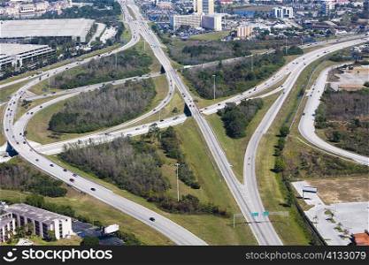 Aerial view of roads, Interstate 4, Orlando, Florida, USA