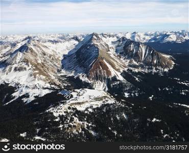 Aerial view of Rocky Mountain range in Colorado.