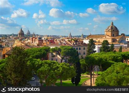 Aerial view of Rome Old Town in the sunny day. Italy