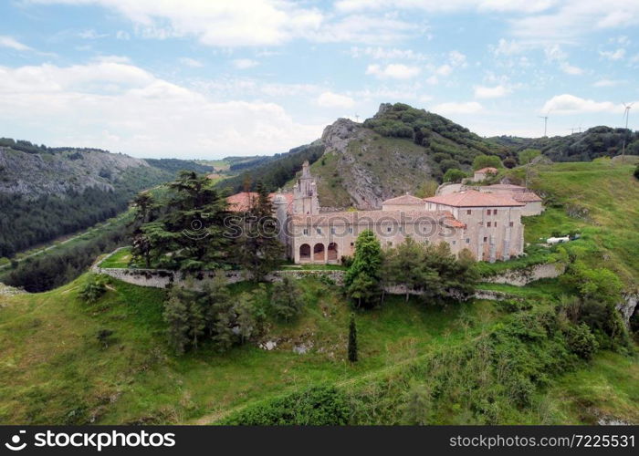 Aerial view of Santa Casilda shrine, La Bureba Burgos province, Castile-Leon .. Aerial view of Santa Casilda shrine, La Bureba, Burgos province, Castile-Leon.