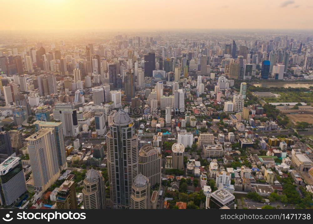 Aerial View Of Sathorn District, Bangkok Downtown Skyline. Thailand ...