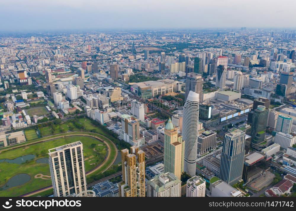 Aerial View Of Sathorn District, Bangkok Downtown Skyline. Thailand ...