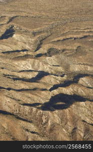 Aerial view of southwestern mountain landscape.