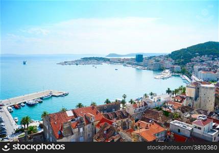 Aerial view of Split in the bright summer day. Croatia