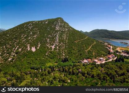 Aerial View of Ston and Surrounding Hills, Dalmatia, Croatia