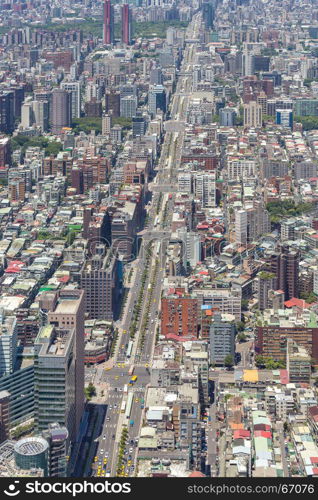 Aerial view of Taipei city downtown skyline of Taiwan