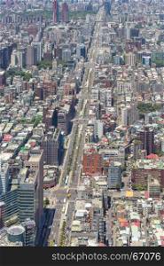 Aerial view of Taipei city downtown skyline of Taiwan