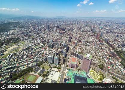 Aerial view of Taipei skyline Taiwan