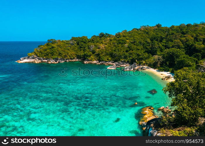 Aerial View of the beach in Boulder Island, Myanmar