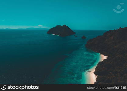 Aerial View of the beach in NyaungOoPhee Island, Myanmar