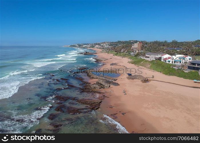 Aerial view of the beautiful coastline of Kwazulu Natal, South Africa