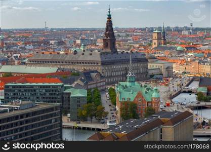 Aerial view of the city from the bell tower of the Church of Christ the Savior. Copenhagen. Sweden.. Copenhagen. Aerial view of the city.