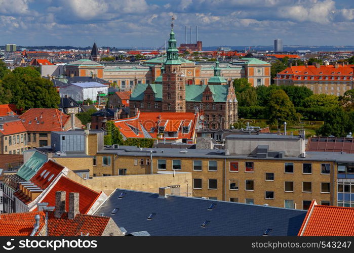 Aerial view of the city from the Round Tower. Copenhagen. Denmark.. Copenhagen. Aerial view of the city.