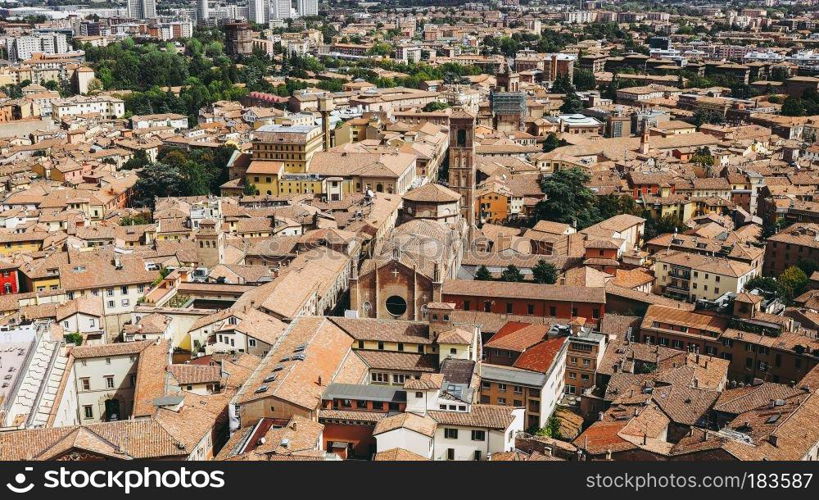 Aerial view of the city of Bologna, Italy. Aerial view of Bologna