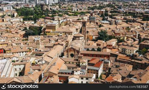 Aerial view of the city of Bologna, Italy. Aerial view of Bologna