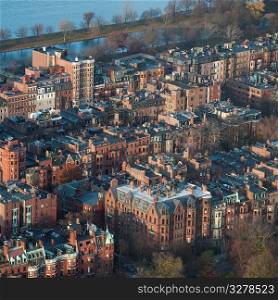Aerial view of the city of Boston, Massachusetts, USA