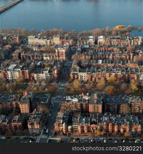 Aerial view of the city of Boston, Massachusetts, USA