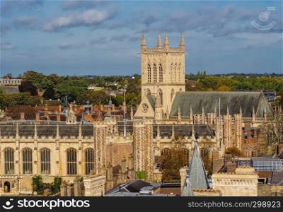 Aerial view of the city of Cambridge, UK. Aerial view of Cambridge