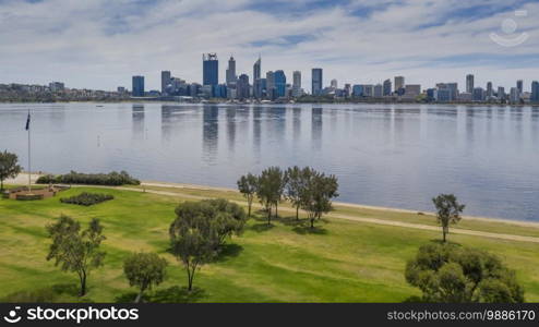 Aerial view of the city of Perth in Western Australia