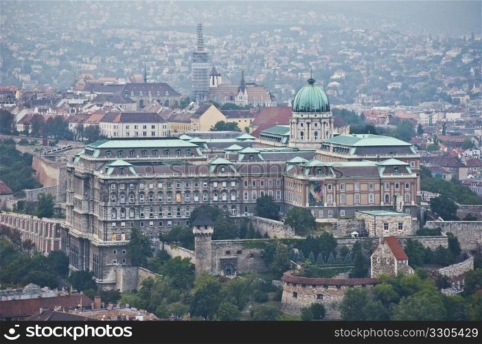 aerial view of the famous castle complex of Budapest