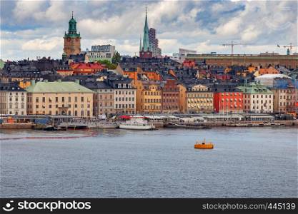 Aerial view of the island Gamla Stan on a sunny day. Stockholm. Sweden.. Stockholm. Island Gamla Stan.
