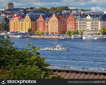 Aerial view of the island Gamla Stan on a sunny day. Stockholm. Sweden.. Stockholm. Island Gamla Stan.