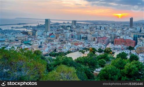 Aerial view of the Mediterranean city of Alicante, Spain