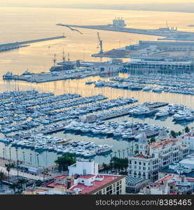 Aerial view of the Mediterranean city of Alicante, Spain