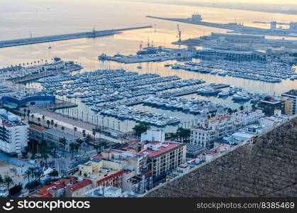 Aerial view of the Mediterranean city of Alicante, Spain