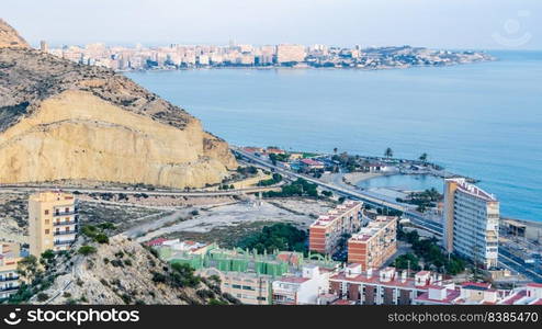 Aerial view of the Mediterranean city of Alicante, Spain