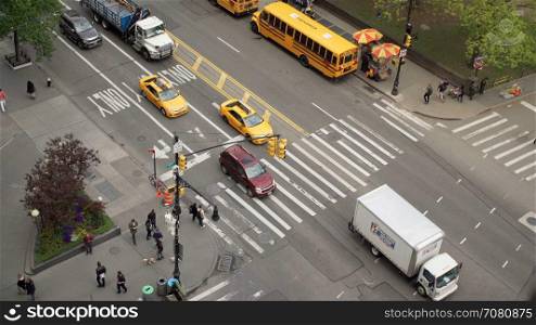 Aerial view of traffic at an intersection