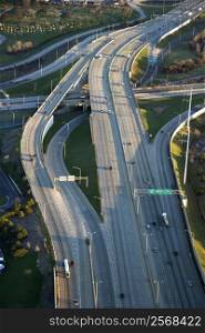 Aerial view of traffic on Dan Ryan Expressway in Chicago, Illinois.