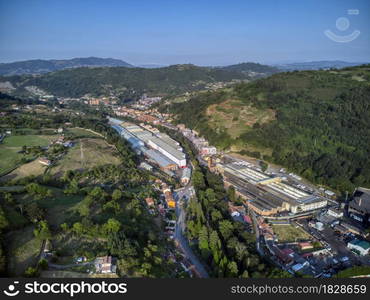 Aerial view of Trubia in the council of Oviedo, Asturias, Spain.