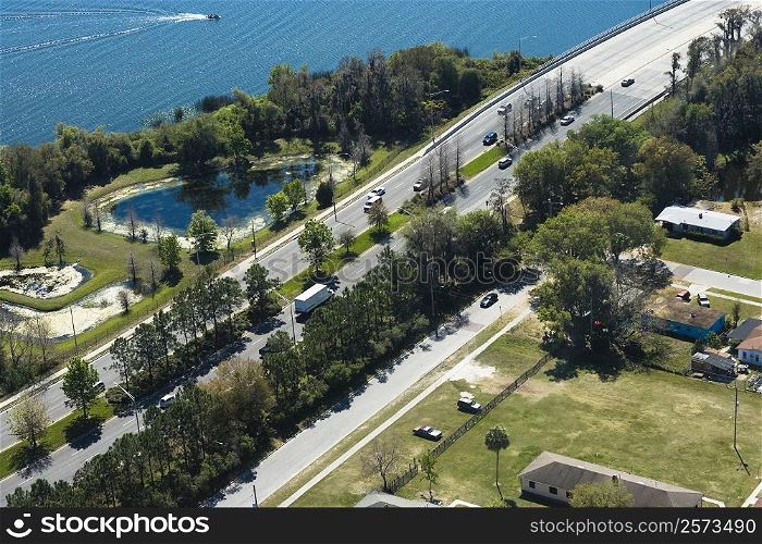 Aerial view of two lane highways, Orlando, Florida, USA
