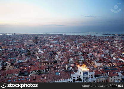 Aerial view of Venice city at evening