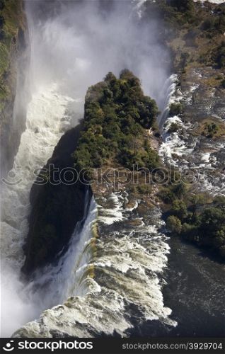 Aerial view of Victoria Falls on the border of Zimbabwe and Zambia