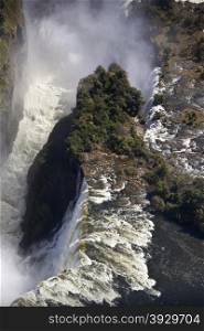 Aerial view of Victoria Falls on the border of Zimbabwe and Zambia