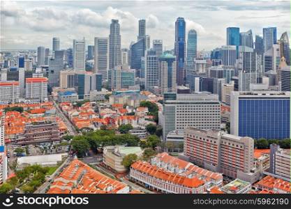 aerial view on downtown and Chinatown of Singapore