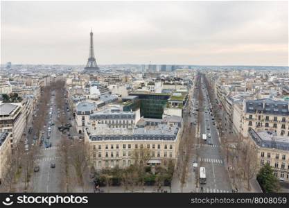Aerial View on Eiffel Tower, Paris, France