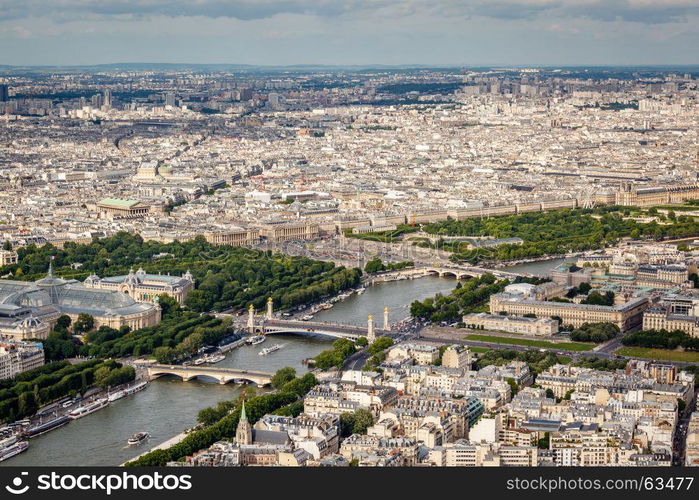 Aerial View on River Seine from the Eiffel Tower, Paris, France